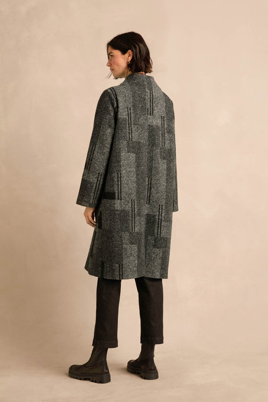 Sahara Grey/Black Melange Patchwork Wool Coat