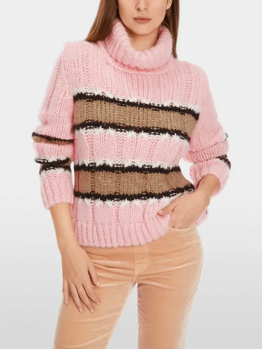 Marc Cain striped polo neck sweater XC41.55 M72