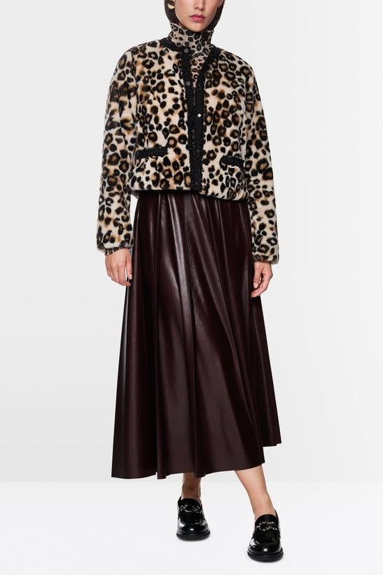 Marc Cain short leopard print jacket Zc12.04 w41