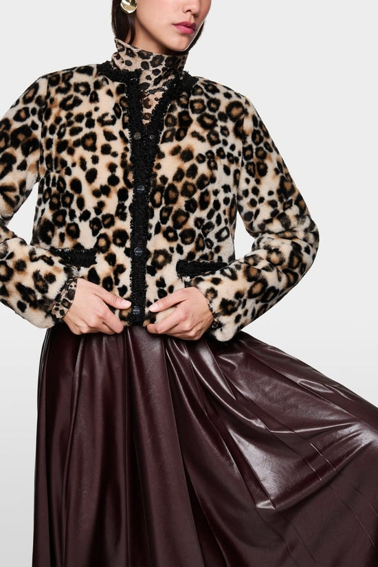 Marc Cain short leopard print jacket Zc12.04 w41