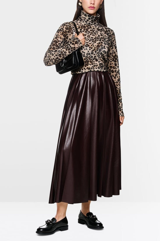 Marc Cain faux leather pleated skirt Zc71.13 w50