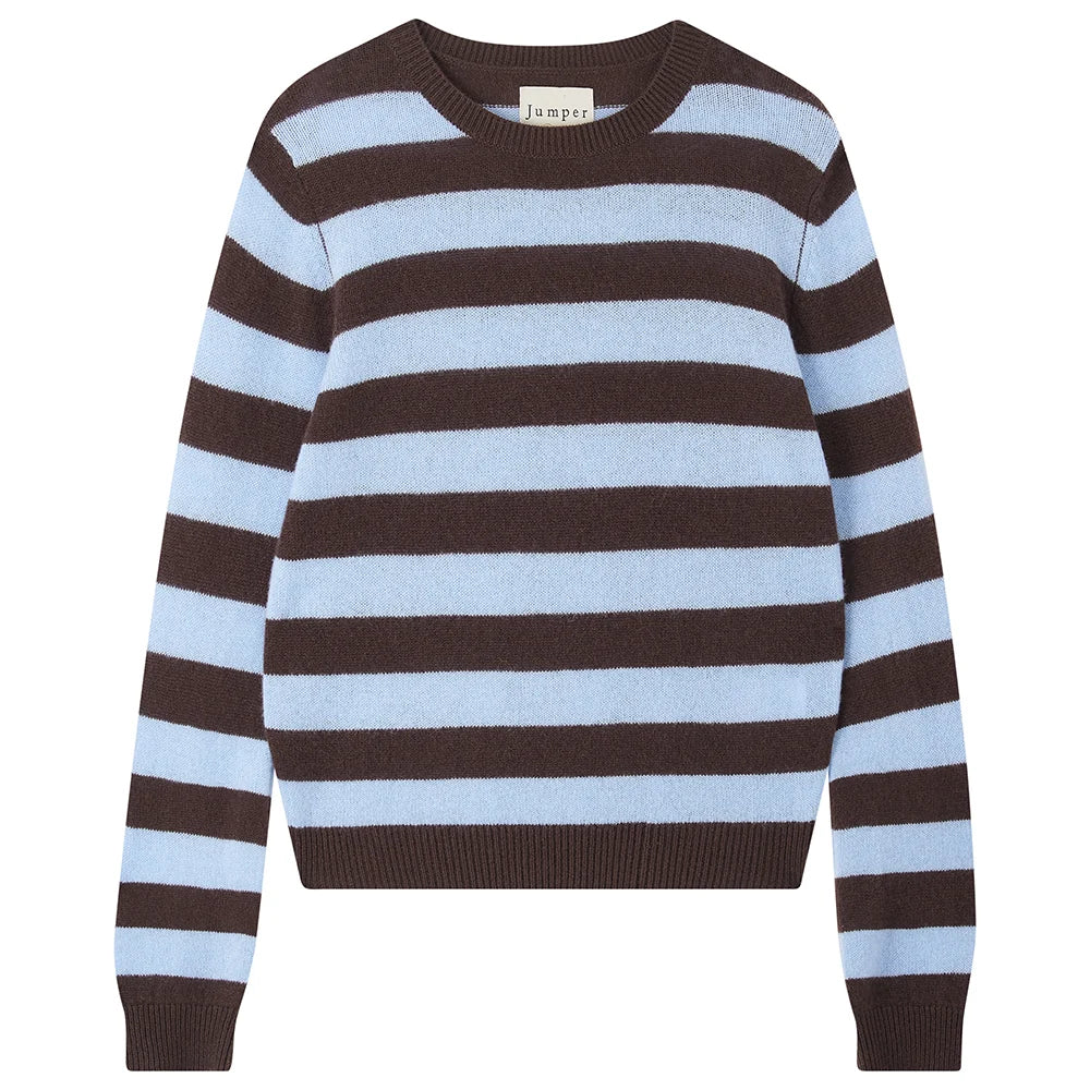 Jumper 1234 Dark Brown & Blue Stripe Cashmere Jumper
