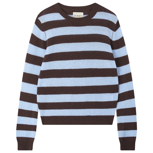 Jumper 1234 Dark Brown & Blue Stripe Cashmere Jumper