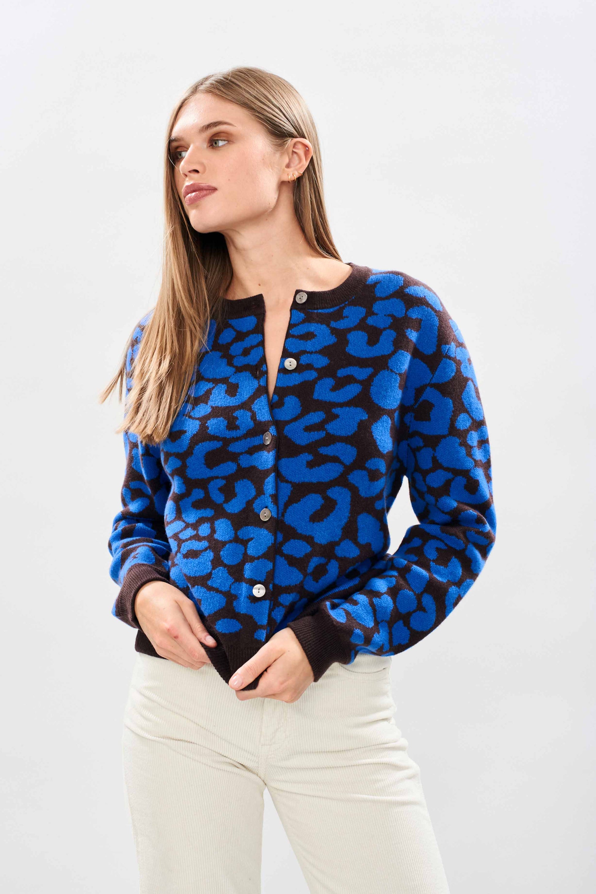Jumper 1234 Leopard Crew Cardigan Znc25 305