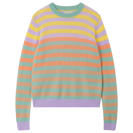 Jumper 1234 Multicoloured Contrast Stripe Cashmere Crew Neck Sweater ZNC26-5028
