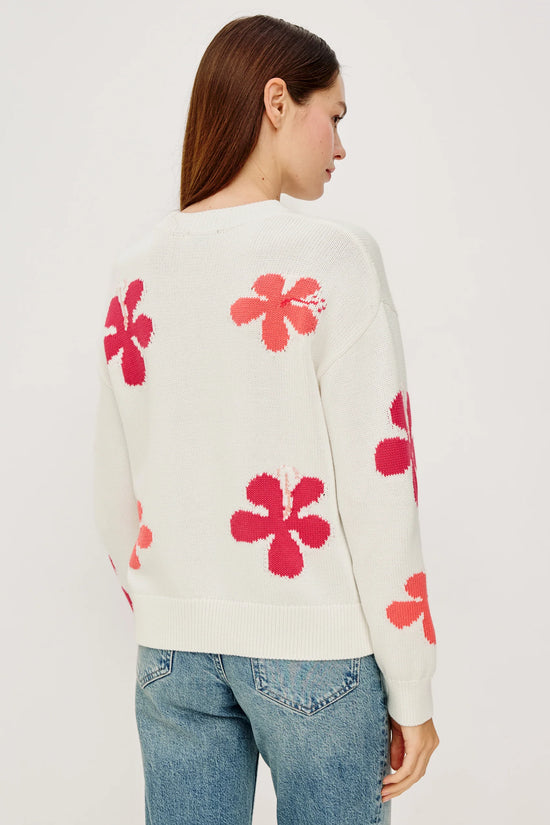 Rails Magenta Floral Motif Crew Neck Sweater Zoey