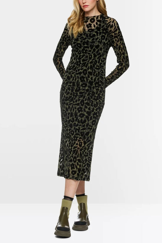 Marc Cain Sport Form-Fitting Mesh Maxi DressZS21.15 J19-OLIVE