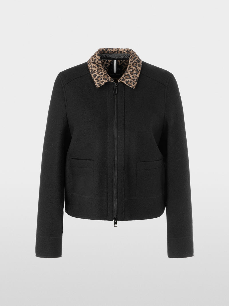Marc Cain Sports black zipped animal print collar jacket ZS31.15 J30