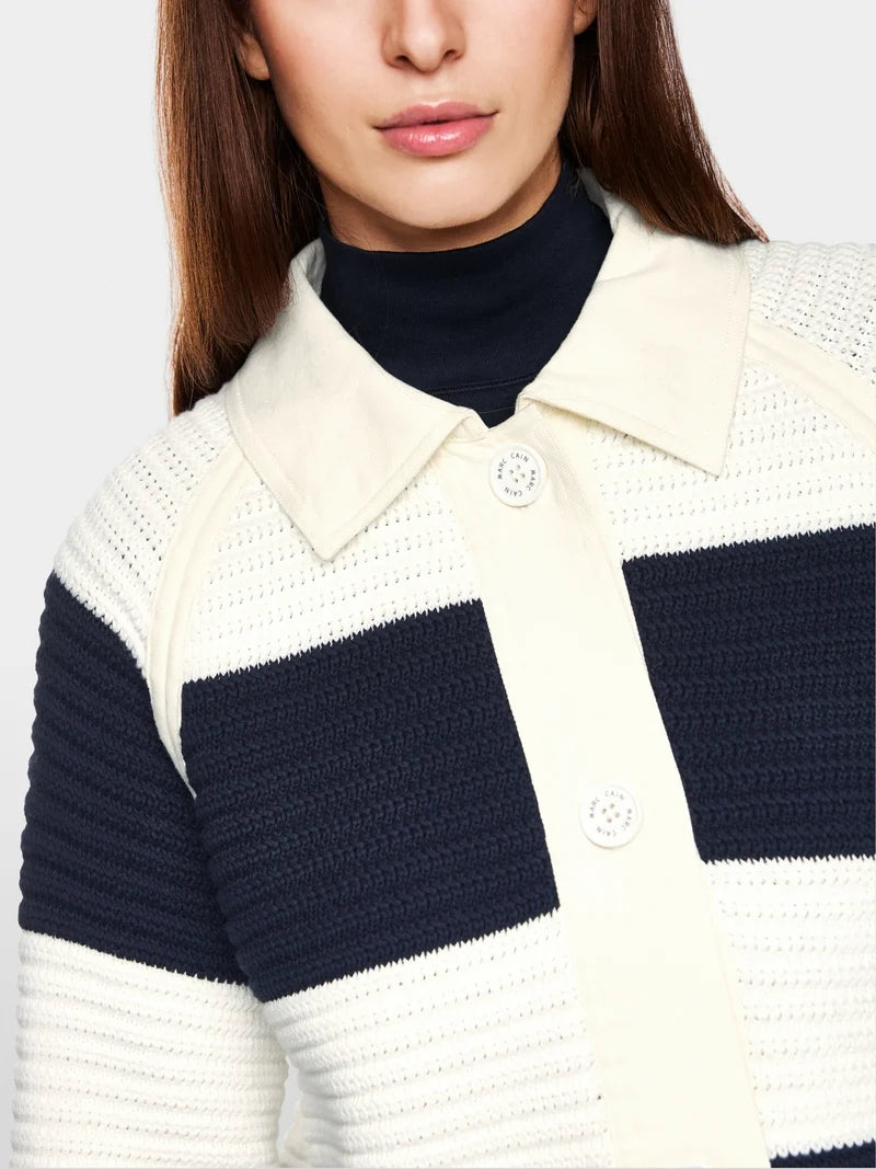 Marc Cain Sport Short Colour Blocking Cardigan ZS39.03 M53-NAVY