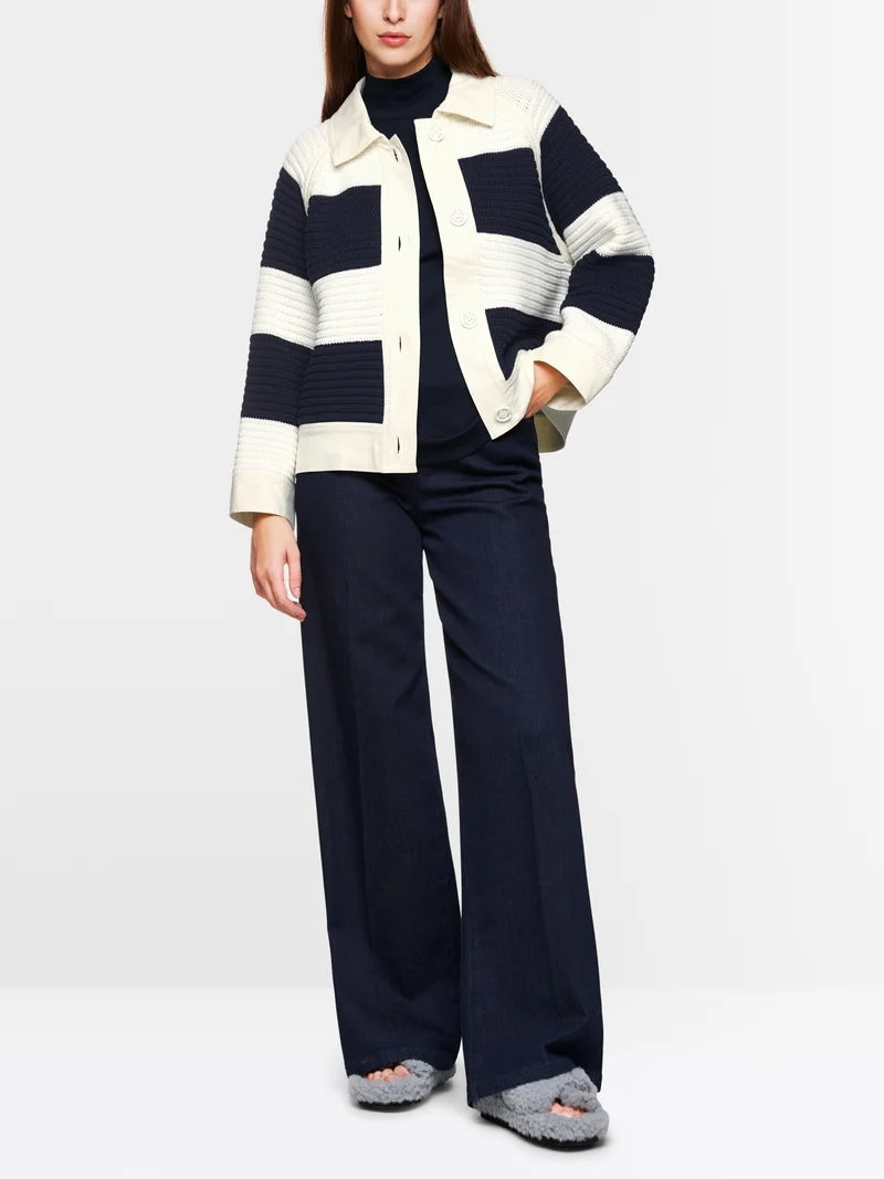 Marc Cain Sport Short Colour Blocking Cardigan ZS39.03 M53-NAVY