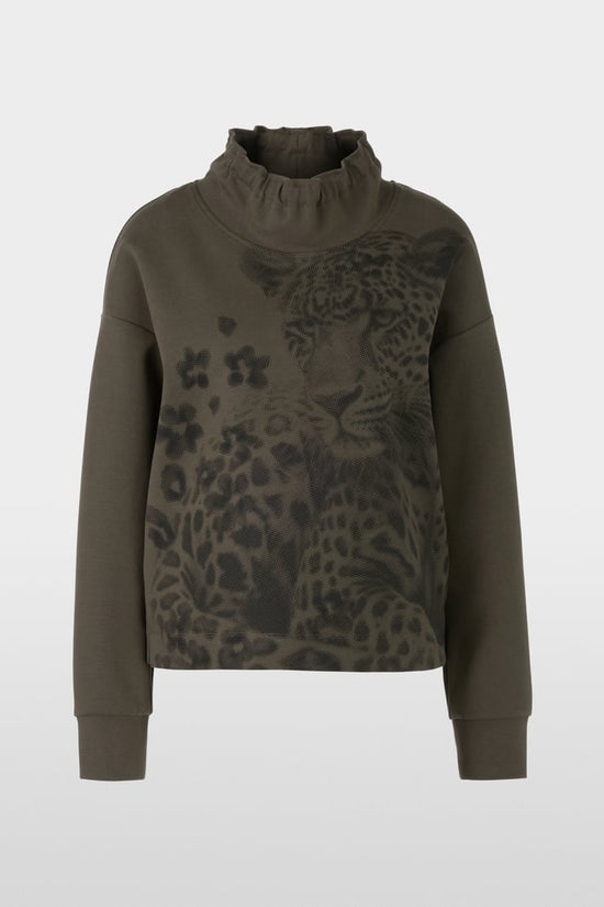 Marc Cain Sport Jersey Jumper With Leopard Print ZS44.07 J48-OLIVE