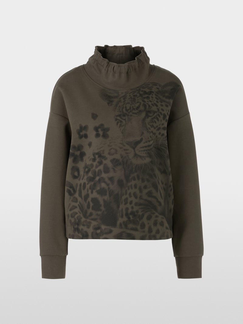 Marc Cain Sport Jersey Jumper With Leopard Print ZS44.07 J48-OLIVE