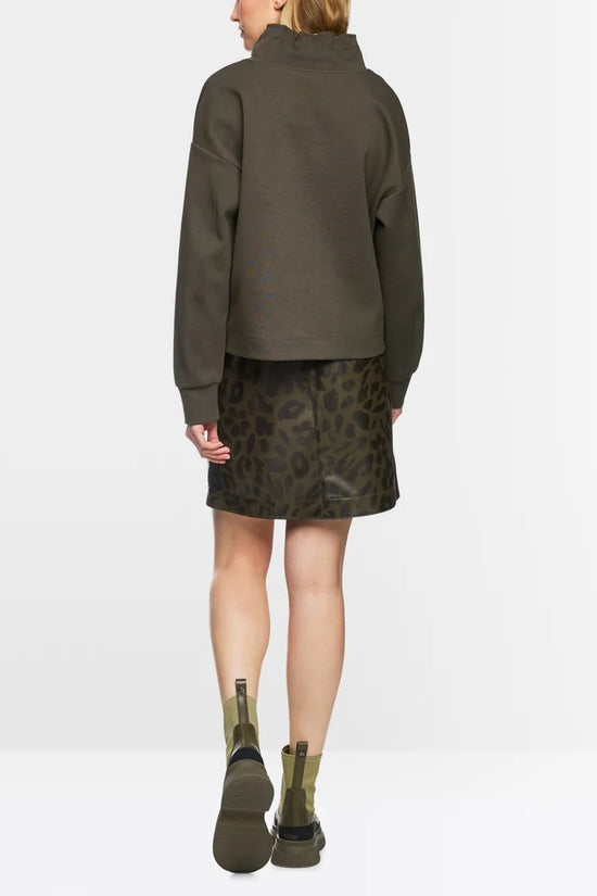 Marc Cain Sport Jersey Jumper With Leopard Print ZS44.07 J48-OLIVE