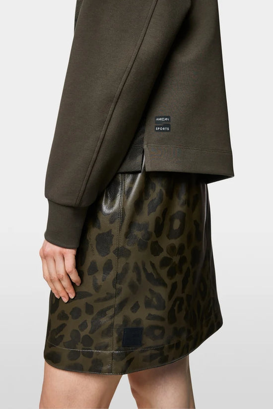Marc Cain Sport Jersey Jumper With Leopard Print ZS44.07 J48-OLIVE