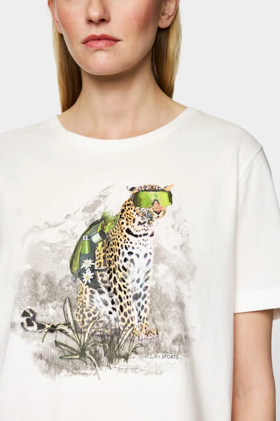 Marc Cain Sport T-shirt With Hiking Leopard ZS48.20 J41-OFF WHITE