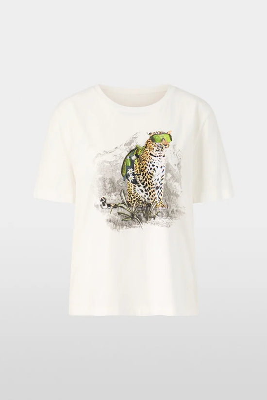 Marc Cain Sport T-shirt With Hiking Leopard ZS48.20 J41-OFF WHITE