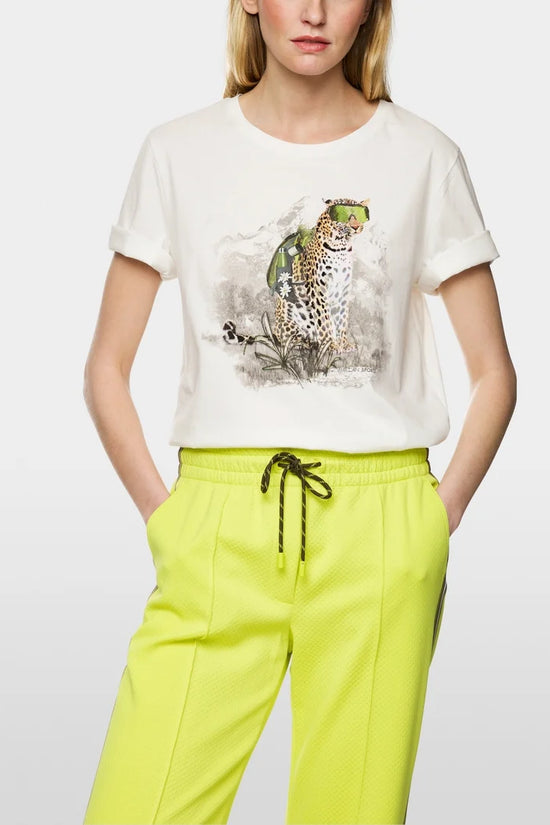 Marc Cain Sport T-shirt With Hiking Leopard ZS48.20 J41-OFF WHITE