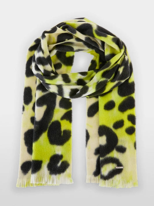 ,arc Cain Sport Wool Scarf With Leopard Print ZSB4.16 z08-LEMON