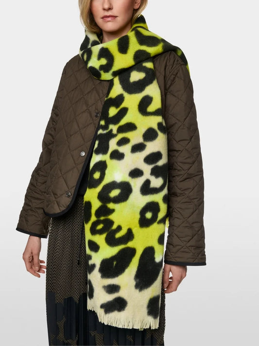 ,arc Cain Sport Wool Scarf With Leopard Print ZSB4.16 z08-LEMON