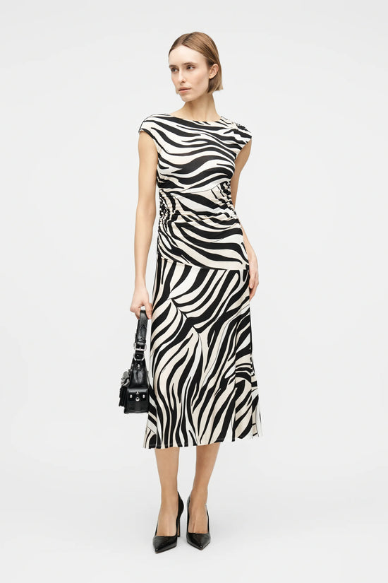 Marella Sport Black Patterned Jersey Midi Dress