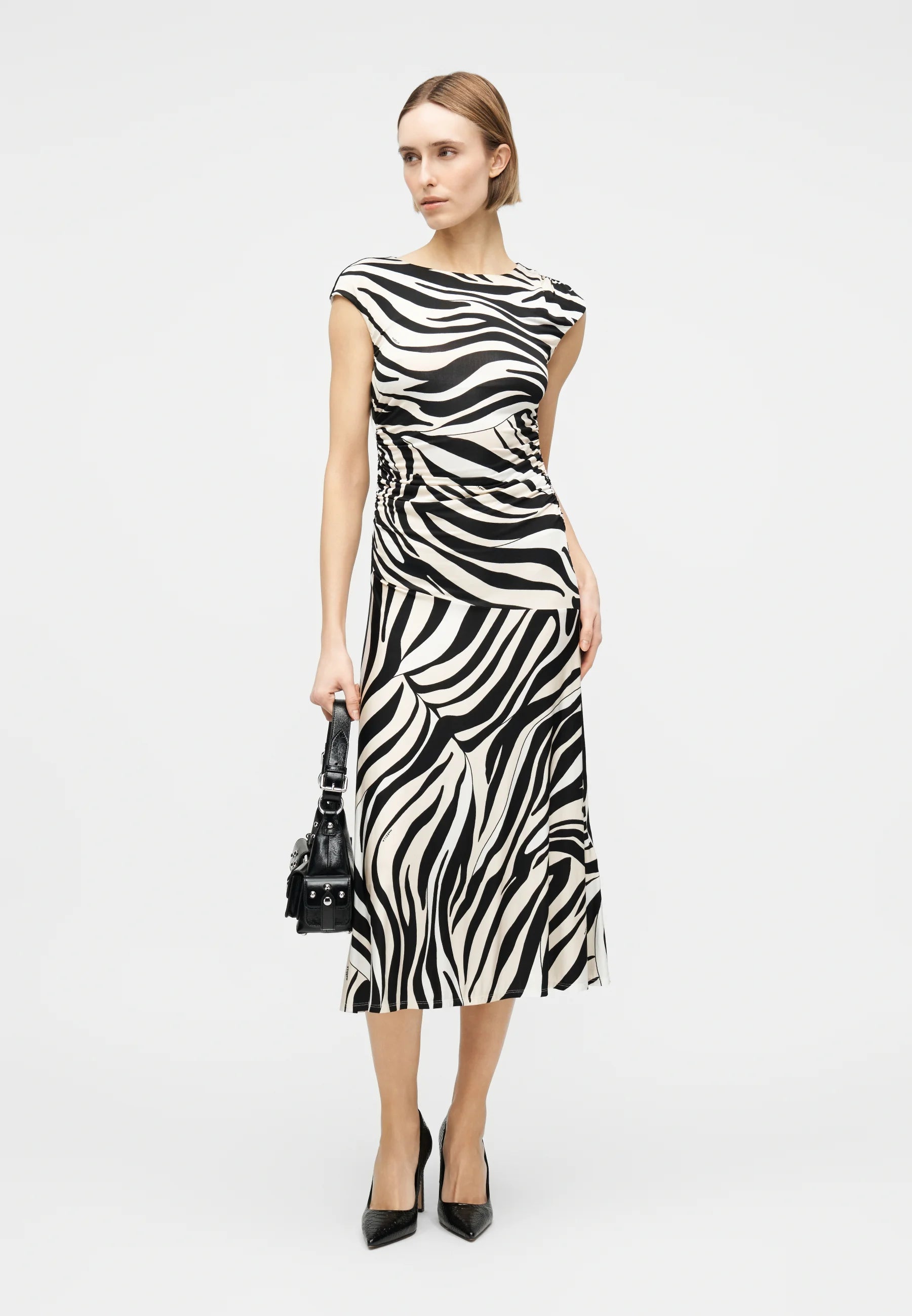 Marella Sport Black Patterned Jersey Midi Dress