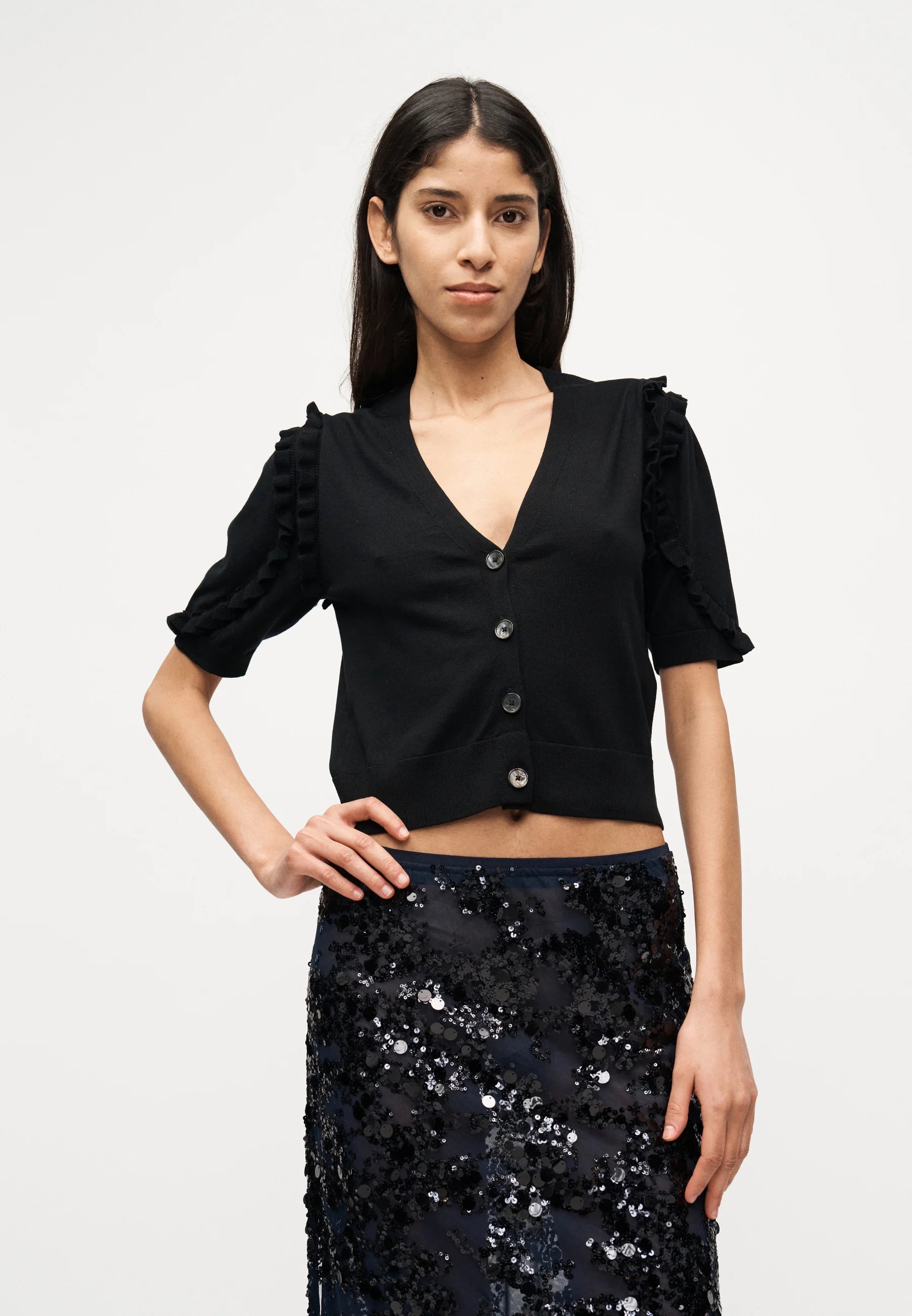 Marella Sport Black V-Neck Cardigan