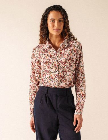 Saint James Burgundy Print Cotton Blouse
