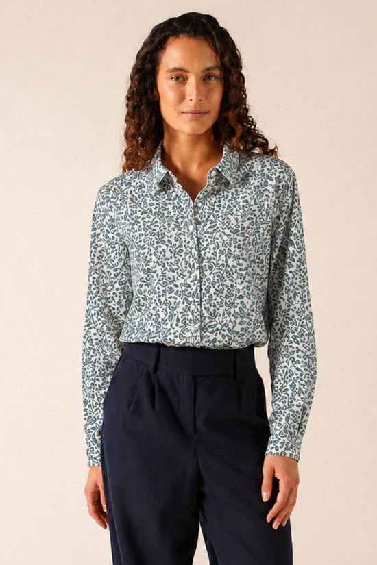 Saint James Blue Floral Print Cotton Blouse