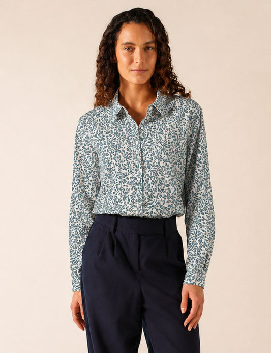 Saint James Blue Floral Print Cotton Blouse