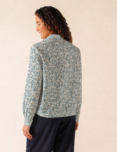 Saint James Blue Floral Print Cotton Blouse