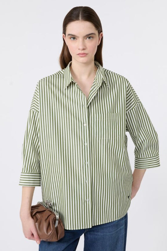 Max Mara Weekend Green Stripe Poplin Shirt WKDGIRALDA