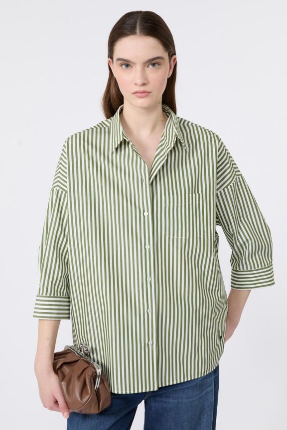 Max Mara Weekend Green Stripe Poplin Shirt WKDGIRALDA
