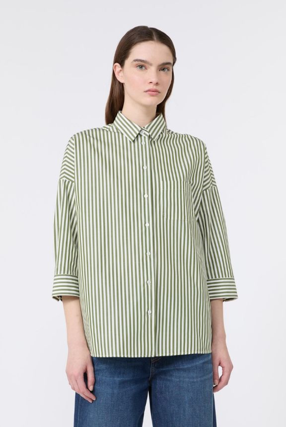 Max Mara Weekend Green Stripe Poplin Shirt WKDGIRALDA