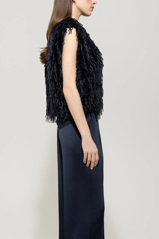 Luisa Cerano feather look gilet