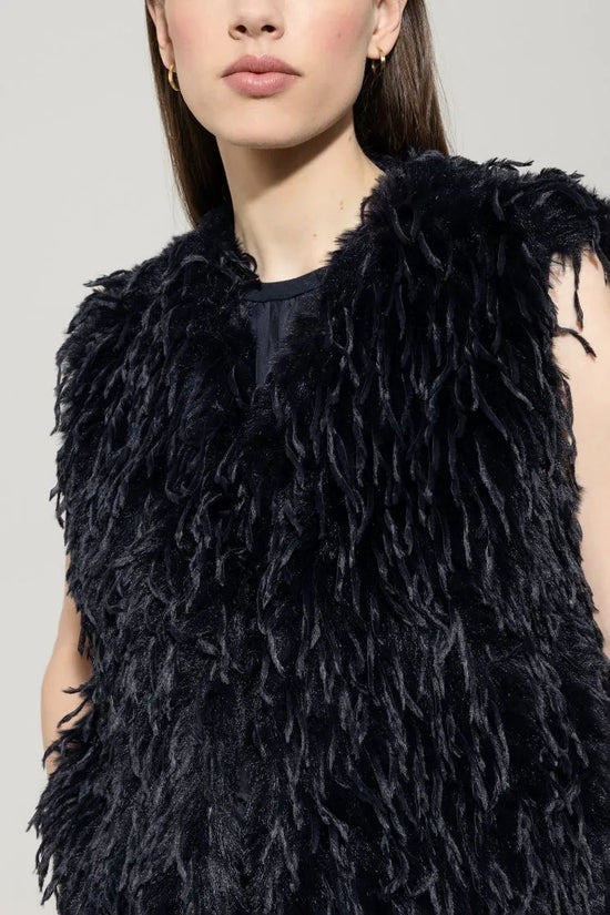 Luisa Cerano feather look gilet