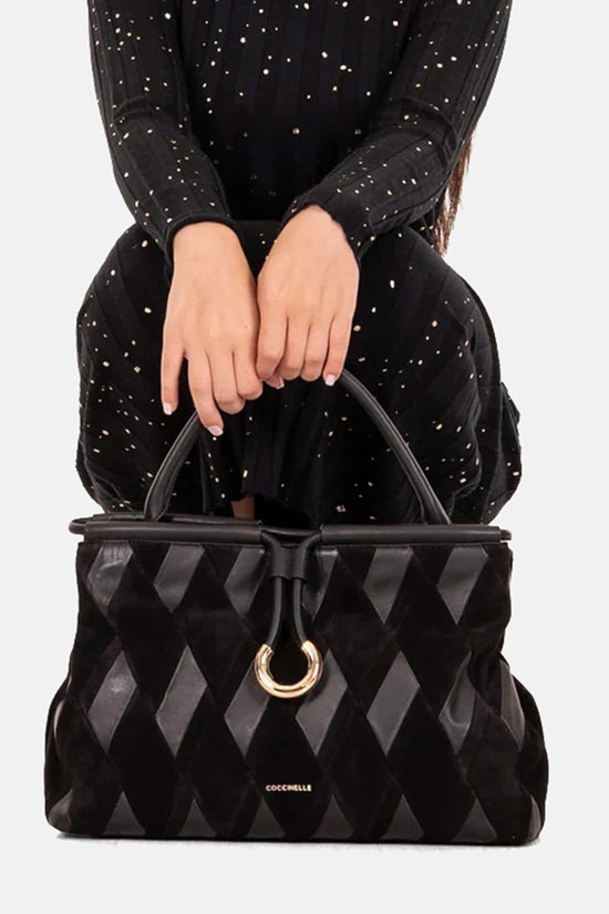 Coccinelle Black Lisbet Suede Tote Bag E1T1H180101