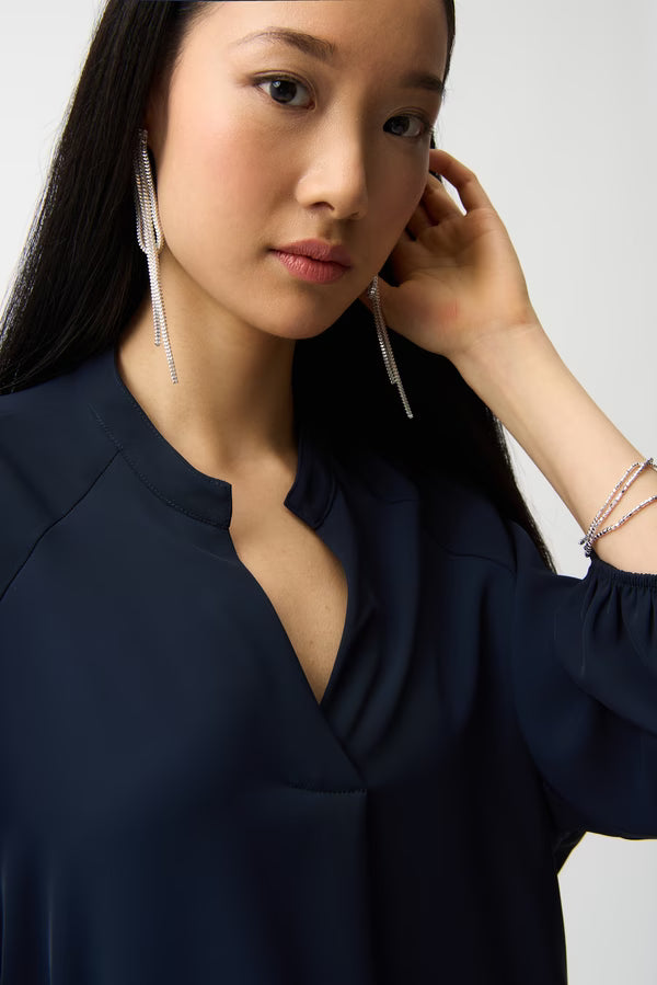 Joseph Ribkoff Midnight Blue Mock Neck Puff Sleeve Top 261076