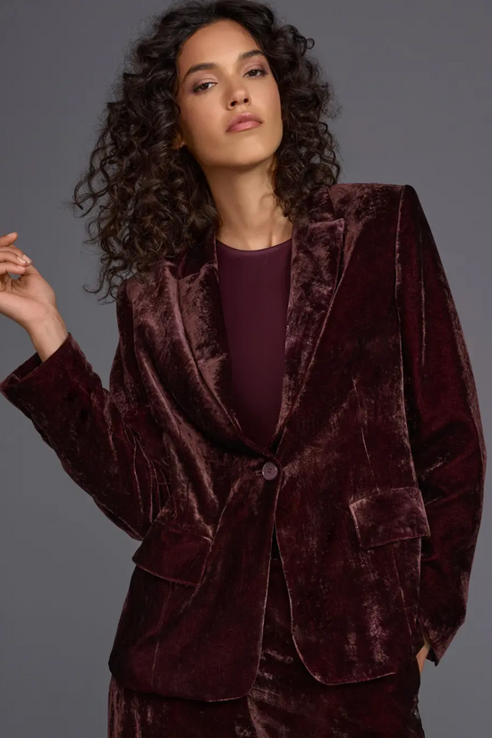Marc Cain Wine Tailored Soft Velvet Jacket