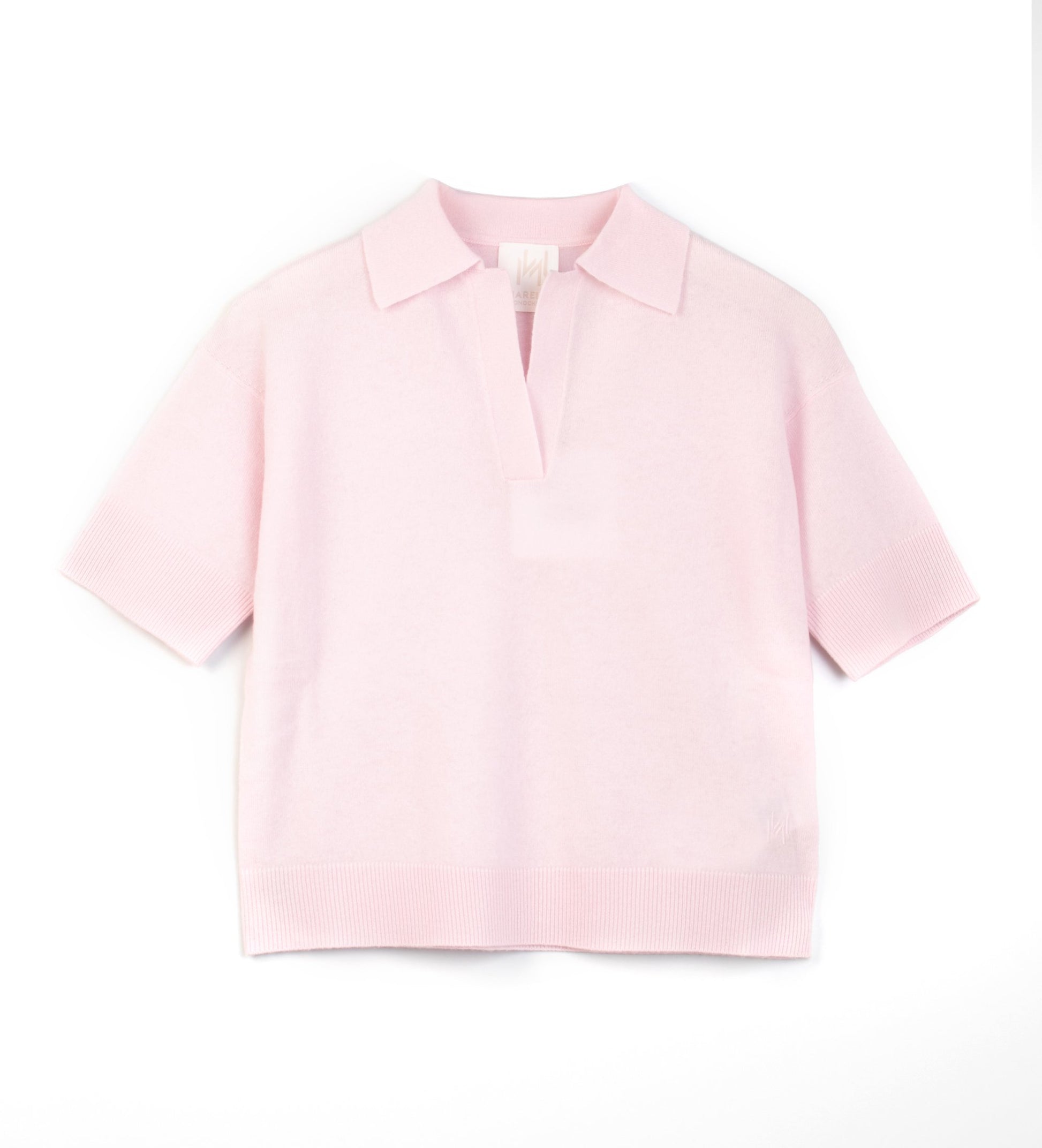 Marella Light Pink Wool Blend Short Sleeve Polo Knit Top