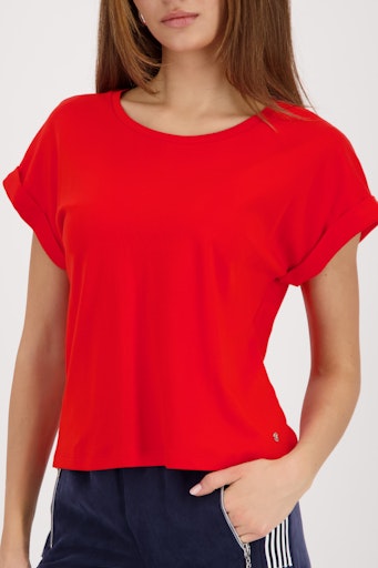 Monari Chill Red Cotton T-Shirt with Short Sleeve Crew Neck 410376