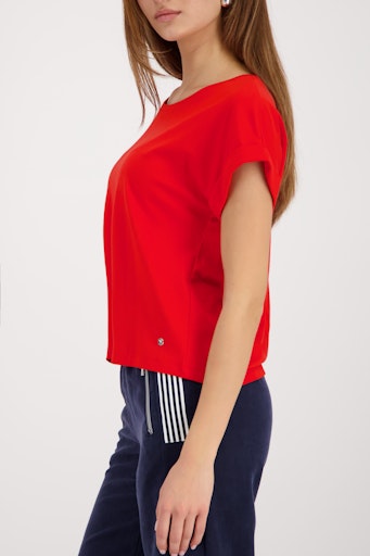 Monari Chill Red Cotton T-Shirt with Short Sleeve Crew Neck 410376