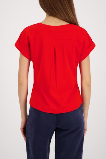 Monari Chill Red Cotton T-Shirt with Short Sleeve Crew Neck 410376