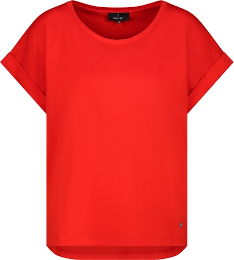 Monari Chill Red Cotton T-Shirt with Short Sleeve Crew Neck 410376