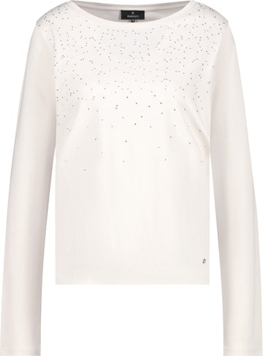 Monari Almond Cotton top with Rhinestone Detail 809296