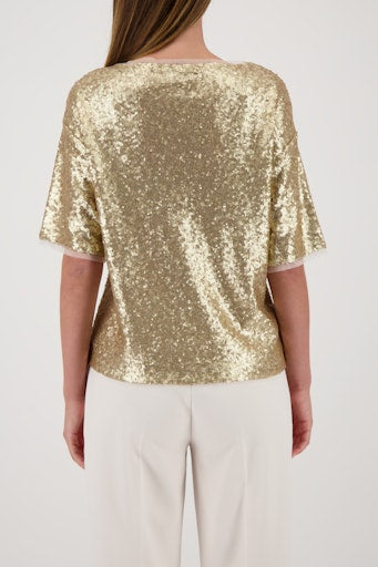 Monari Gold Sequin Short Sleeve Top 809404