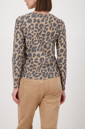 Monari Leopard Print Lurex Top with Long Sleeve in Stretch Viscose 809346