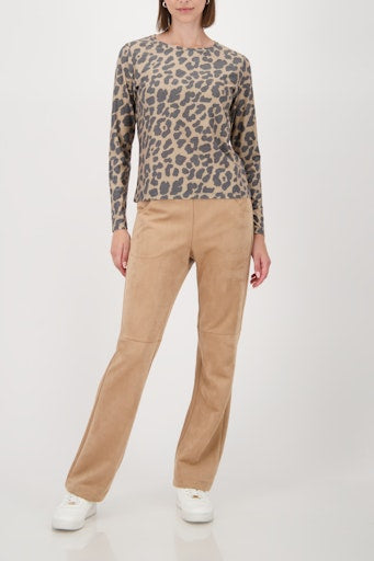 Monari Leopard Print Lurex Top with Long Sleeve in Stretch Viscose 809346