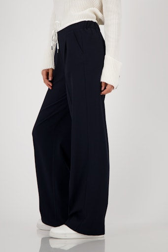 Monari night blue flowing viscose wide leg trousers 808751