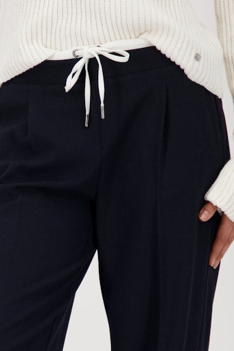 Monari night blue flowing viscose wide leg trousers 808751