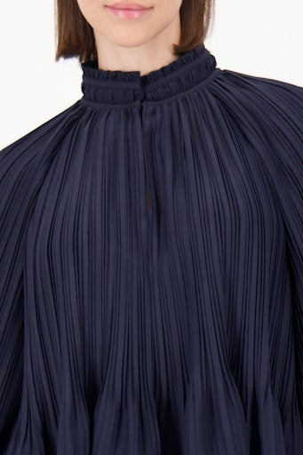 Monari pleated blouse with ruffles in night blue 808786